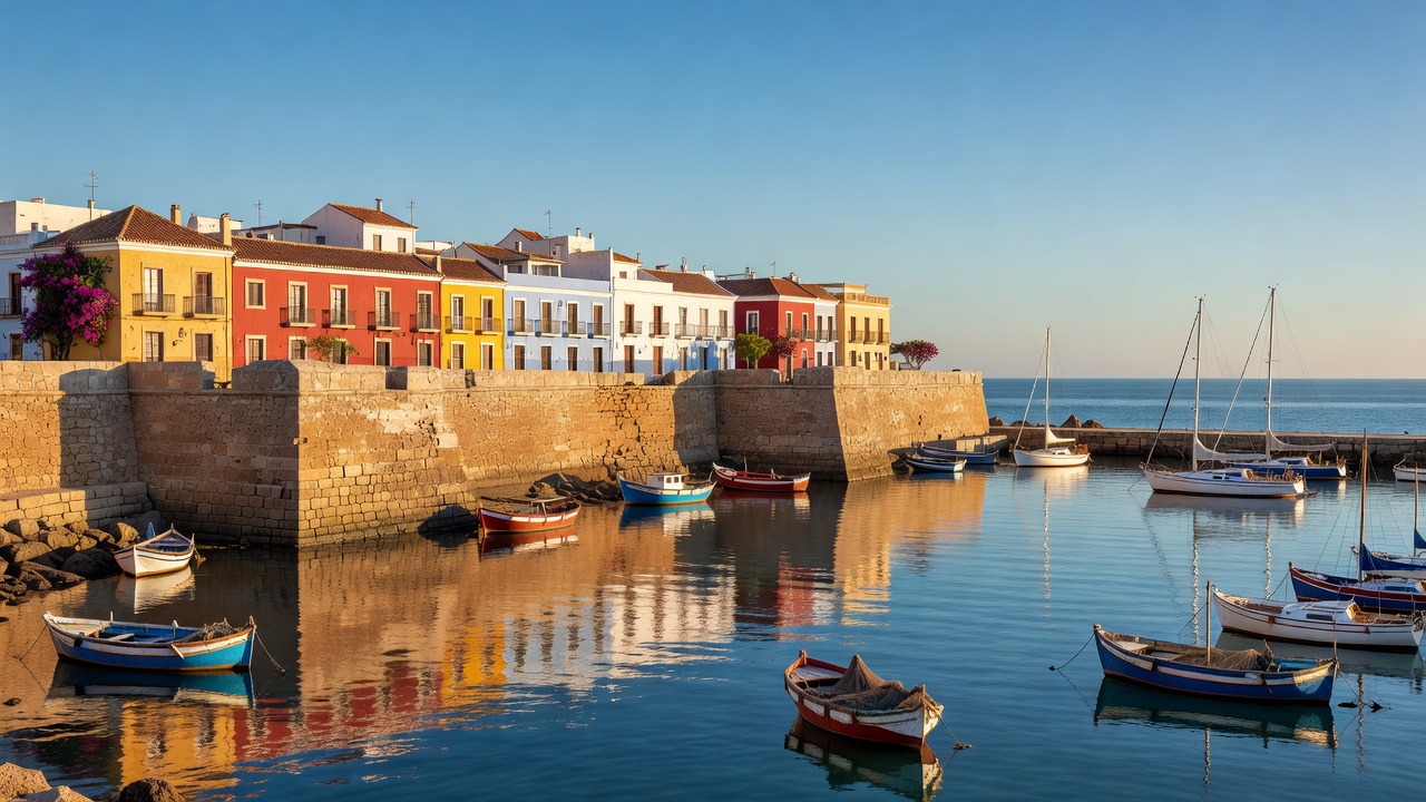 Puerto y murallas de Cádiz, la ciudad más antigua de Europa Occidental aún habitada, base de las flotas de Indias